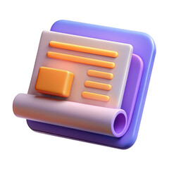 Leinwandbilder - 3d rendered news article icon isolated on transparent background