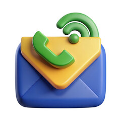 Poster - 3d rendered voicemail notification icon email with phone and wifi signal isolated on transparent background
