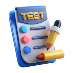 Leinwandbilder - 3d rendered test checklist icon isolated on transparent background