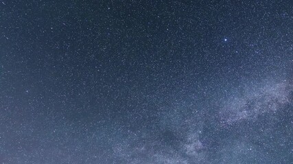 Canvas Print - beautiful night sky time lapse with milky way galaxy on dark sky. starry night background.