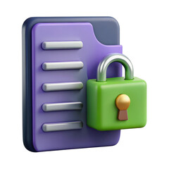 Poster - 3d rendered secured digital file icon isolated on transparent background