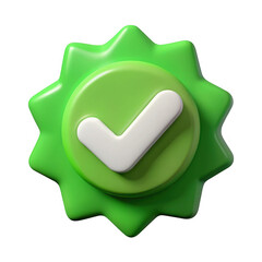Poster - 3d rendered green checkmark badge isolated on transparent background