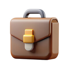 Poster - 3d rendered brown leather briefcase isolated on transparent background