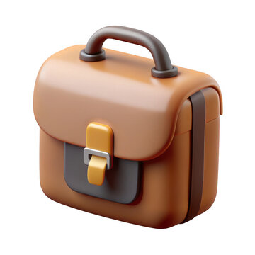 3d rendered vintage leather briefcase isolated on transparent background