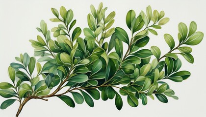 boxwood branch on white background generative ai design