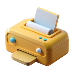 Leinwandbilder - 3d rendered a yellow printer isolated on transparent background