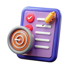 Poster - 3d rendered goal setting checklist app icon isolated on transparent background