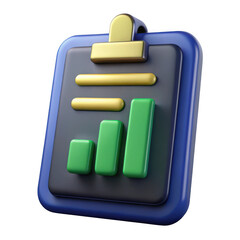 Poster - 3d rendered clipboard with progress graph isolated on transparent background