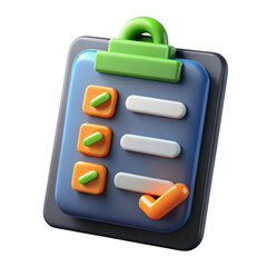 Poster - 3d rendered checklist icon a realistic clipboard with checkboxes isolated on transparent background