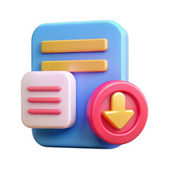 Leinwandbilder - 3d rendered document download icon isolated on transparent background