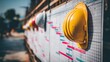© Sawat - Construction timeline chart and Gantt schedule pinned to project board onsite