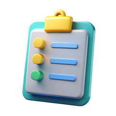 Fototapete - 3d rendered checklist icon a realistic photorealistic clipboard with color coded indicators isolated on transparent background