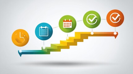 Poster - Business milestone clipart showing timeline, checkmark, path, and calendar goal markers