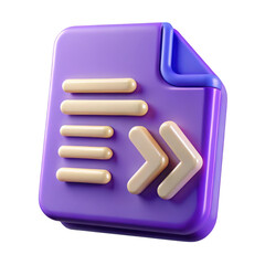Leinwandbilder - 3d rendered document icon with forward arrows isolated on transparent background