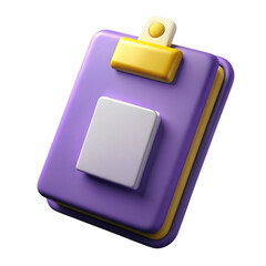 Leinwandbilder - 3d rendered purple and yellow clipboard mockup isolated on transparent background