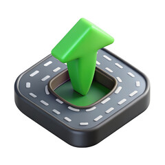 Fototapete - 3d rendered green up arrow icon in a race track design isolated on transparent background