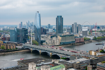 aeriall view of london on partially sunny day
