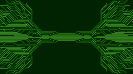 Aufkleber - Neon green minimal abstract futuristic tech background with circuit lines. Seamless looping CPU chip motion design. Video animation Ultra HD 4K 3840x2160