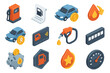 © Andrii - Isometric Gas Station Icons Set with Cars and Fuel Elements
