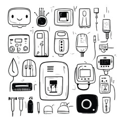 Wall Mural - electric objects icons cartoon vector illustration