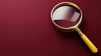Aufkleber - Magnifying glass with yellow handle rests on deep red surface, creating striking visual contrast. This evokes curiosity and pursuit of knowledge