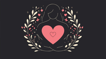 Wall Mural - feminine heart protector flat vector illustration