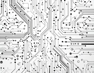 Poster - Abstract Circuit Board Pattern In Black And White