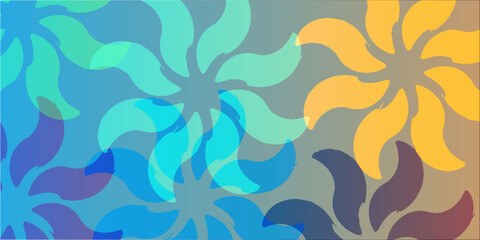 Poster - Vibrant multi-colored abstract floral design with flowing shapes, creating a harmonious pattern with overlapping hues and shades, adding energy and dynamism to the composition,