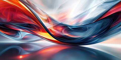 Leinwandbilder - An abstract artwork showcasing overlapping and intertwining 3D geometric patterns, employing gradients and reflective surfaces to create a sense of movement and spatial c