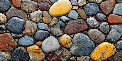 Aufkleber - A visually captivating abstract design features stone textures, emphasizing unique imperfections and layered patterns of various stones to create a striking organic artis