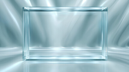 Poster - Transparent Glass plate background. Realistic screen glass, window effect with flare, clear glass showcase, glossy plastic glare frame, acrylic with glares and light, plexiglas, 3d.