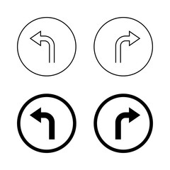 Poster - Two way turn arrow icon. Left and right turn sign on circle line