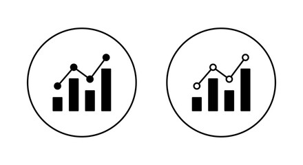 Poster - Finance diagram chart icon. Business line graph symbol on circle outline