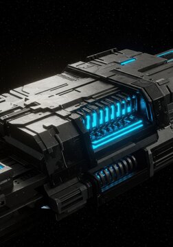 Futuristic Spaceship Design With Glowing Blue Lights