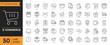 © twenty-icons - E-commerce outline icon set. Containing Online shopping, shopping cart, delivery, payment, marketing, sale tag, basket, and more. Editable stroke. Vector illustration
