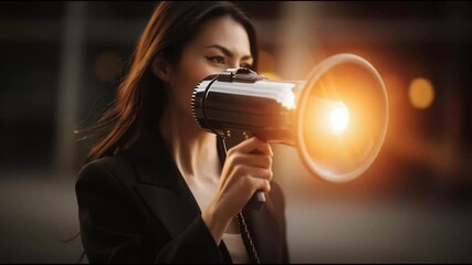Poster - Cmo beam icon concept illustrating a focused message on authority and recognition in marketing communication. CMO Brand Message Beam – Animated Video Version