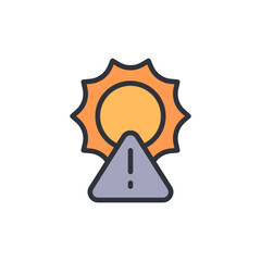 Poster - Conceptual Illustration Of Sun Heat With Warning Sign For Caution