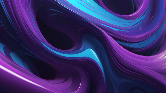 Abstract Swirling Purple and Blue Liquid Paint Texture Background