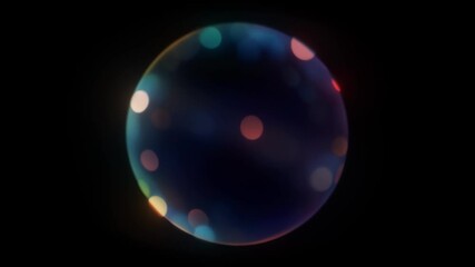 Wall Mural - sphere with glowing circles and colorful lighting in space. seamless loop animation for abstract bac