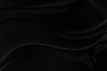 Poster - Black gray satin dark fabric texture luxurious shiny that is abstract silk cloth background with patterns soft waves blur beautiful.