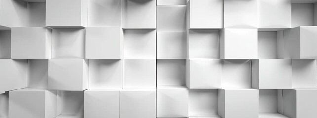 Poster - Abstract white background with squares, 3D rendering. Background of cubes in the form of boxes for presentation design Generative AI