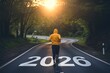 © vector river - happy new year 2026,2026 with new ambitions, challenge, plans, goals and visions.Person Running Towards Sunrise on Road Marked Two Thousand Twenty Six New Year Goals Fitness Journey.