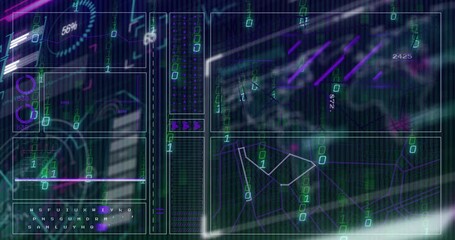 Poster - Opening UI causing gauge rising world map showing graph building binary pulsing monitoring status