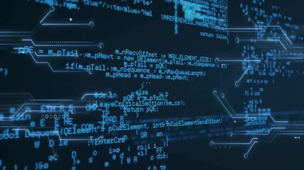 Aufkleber - Translucent code snippet expanding into C++ code rotating circuit overlays visualizing code flow