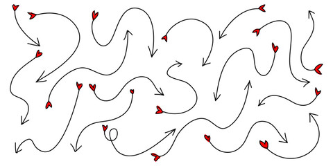 Poster - Doodle Arrows icons Set. hand drawn arrow icon with various directions. isolated on a white background