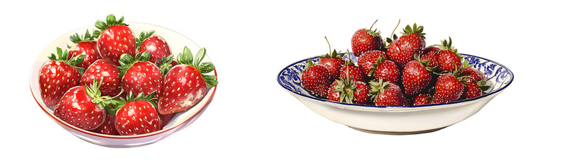 Poster - Fresh strawberries in a decorative bowl. isolated on transparent background