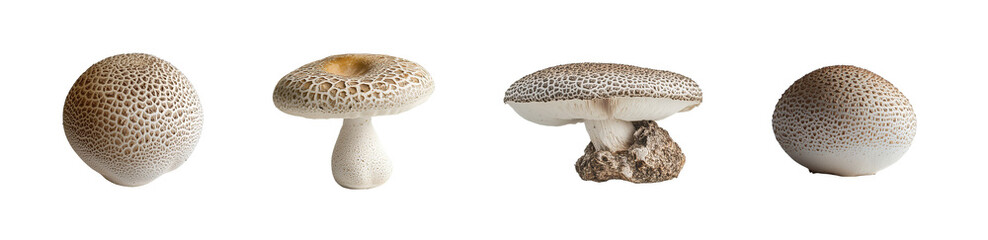 Fototapete - set of different types of fungi displayed isolated on transparent background
