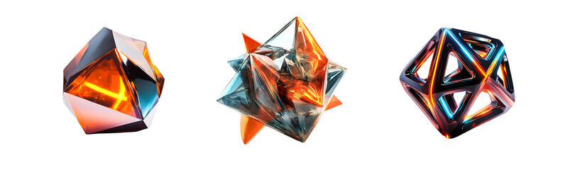 Fototapete - Abstract geometric shapes in vibrant colors. isolated on transparent background