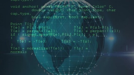 Poster - On startup rotating wireframe globe with scrolling C++ code demonstrating network request flow