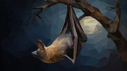 Poster - Geometric illustration of a hanging bat.